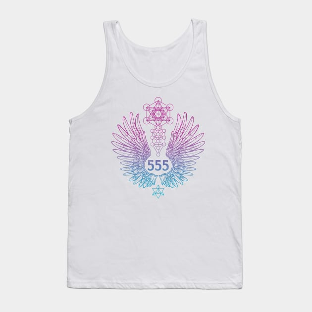 Angel Number 555 Sacred Geometry Tank Top by LadyMoldavite